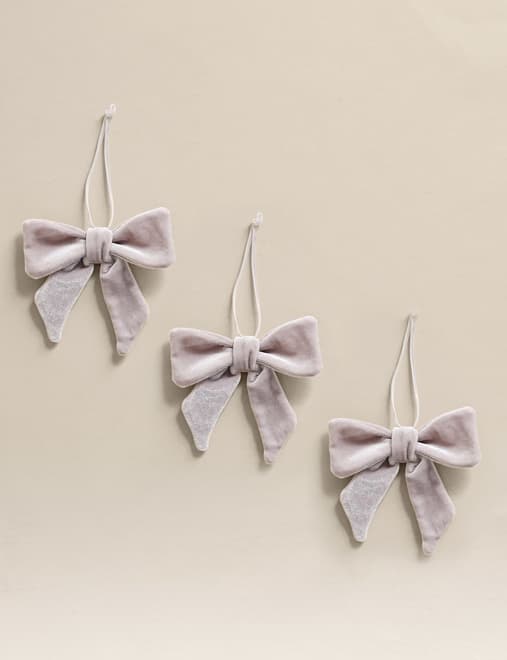 3pk Velvet Hanging Bow Decorations