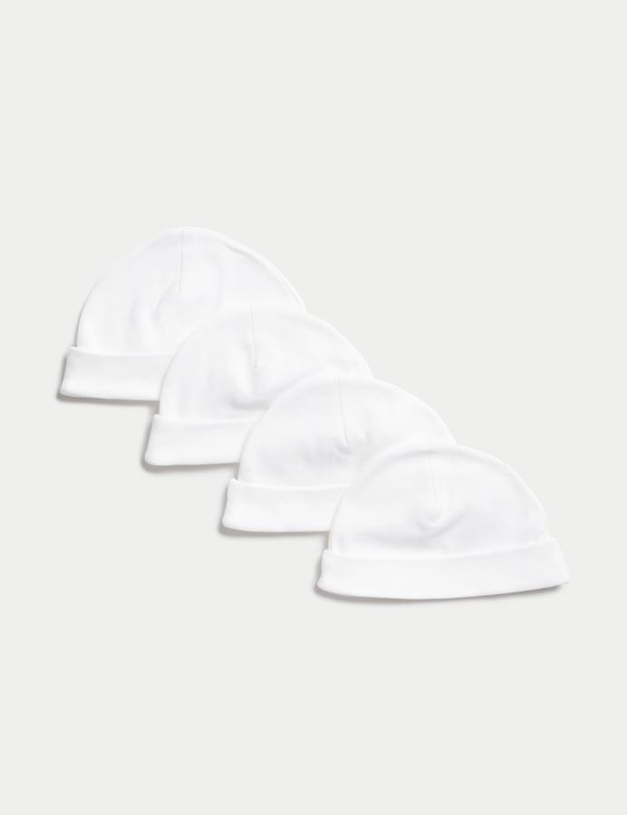 4 Pack Pure Cotton Hats (0-1 Yrs)