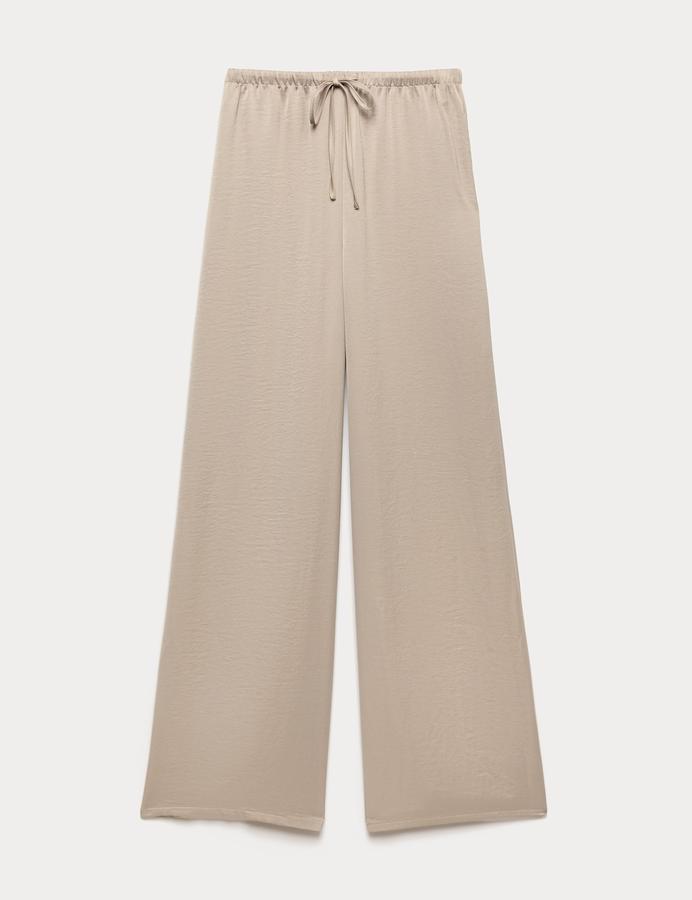 Satin Drawstring Wide Leg Trousers