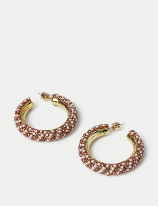 Bronze Embellished Hoop Earrings