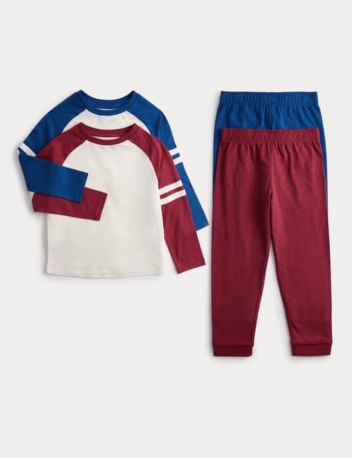 2 Pack Pure Cotton Raglan Pyjama Sets (1-16 Yrs)