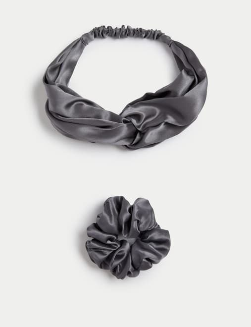 Pure Mulberry Silk Headband and Scrunchie Set
