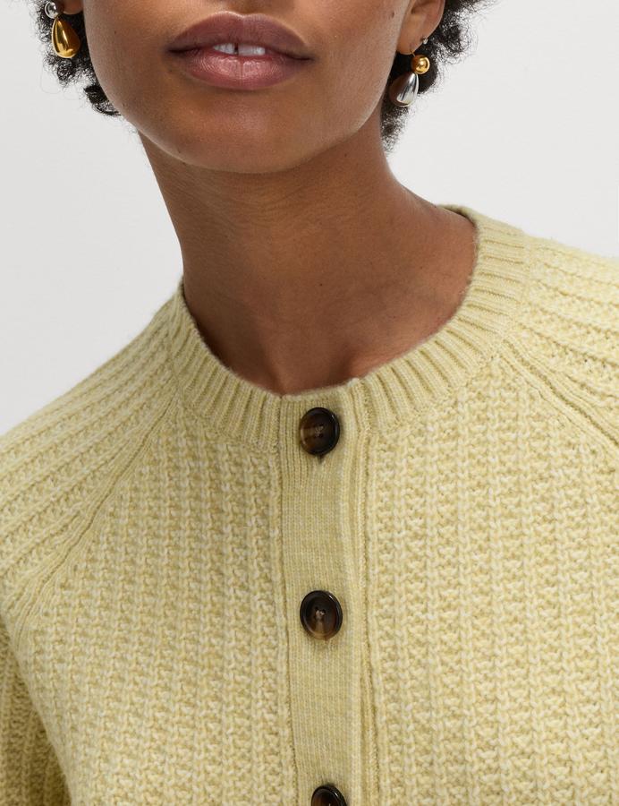 Cloud-Yarn Textured Crew Neck Cardigan