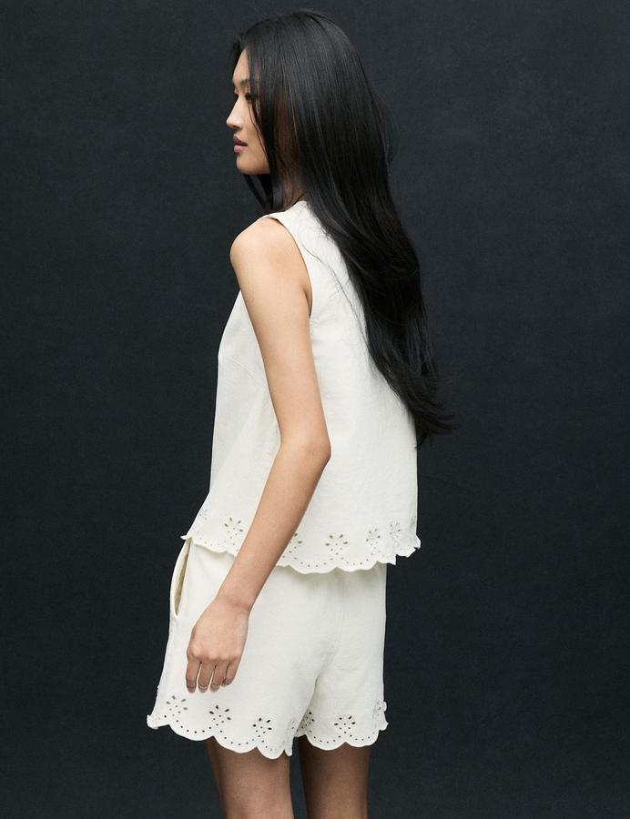 Denim Broderie Detail Top