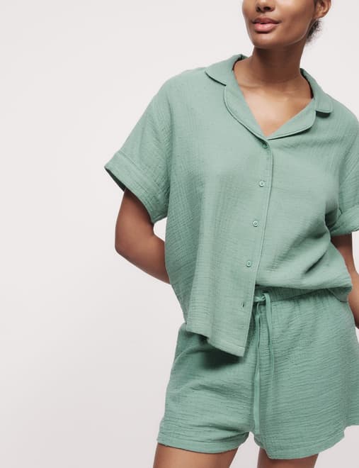 Pure Cotton Muslin Revere Shortie Set