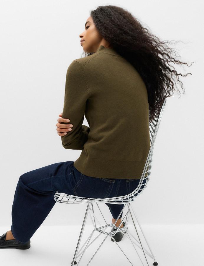 Funnel Neck Slim Fit Cardigan