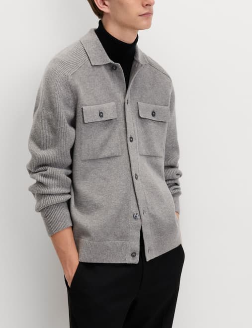 Air-Yarn Button Through Knitted Jacket
