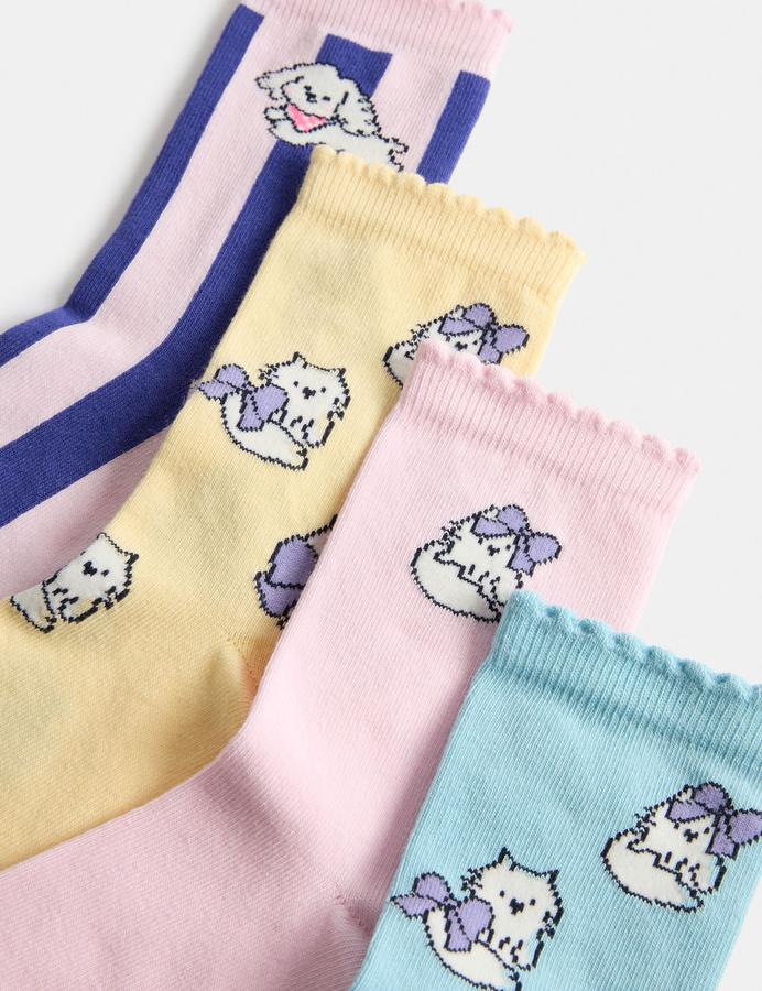 4 Pack Cotton Rich Animal Socks (6 Small-7 Large)