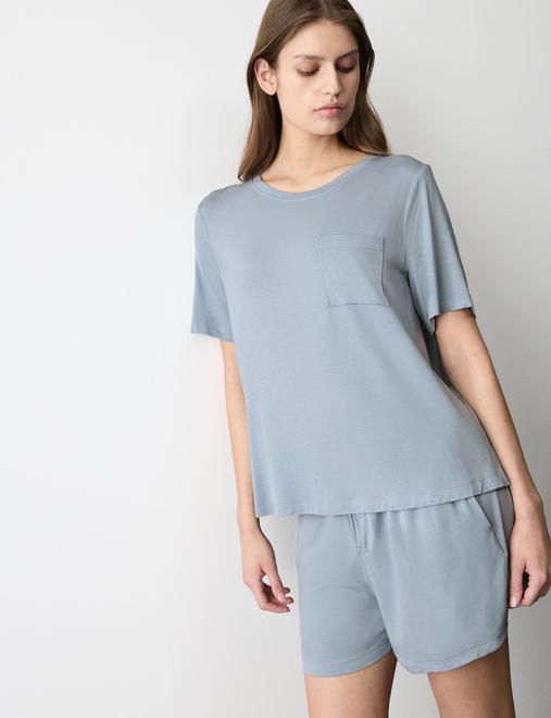 Button Fly Detail Pyjama Shorts
