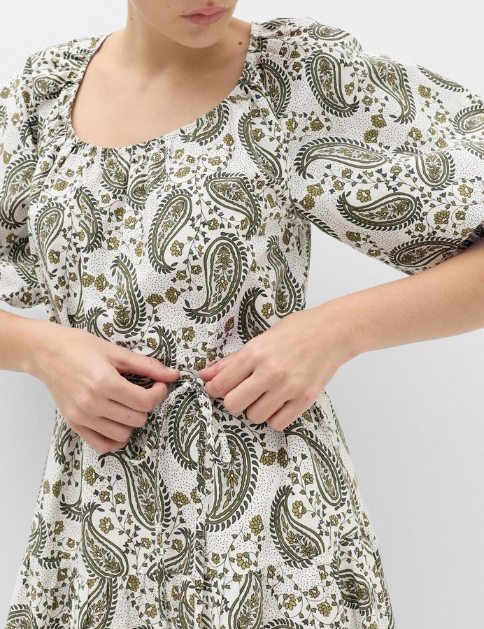Pure Cotton Printed Midi Waisted Dress