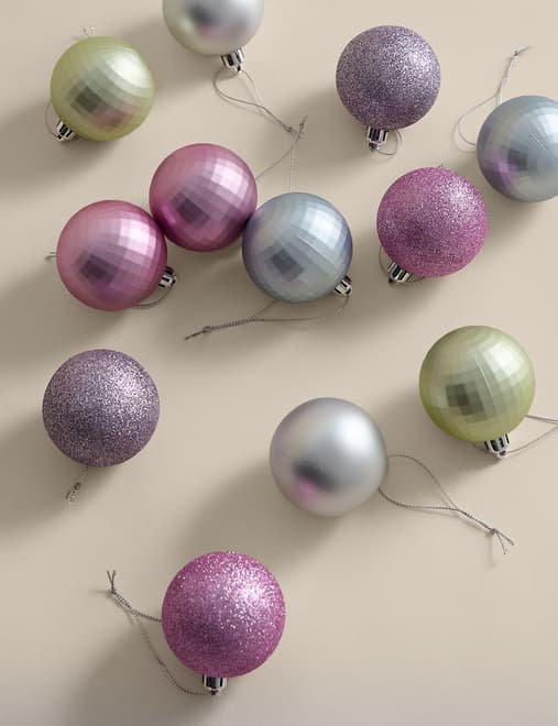 24pk Multicoloured Shatterproof Baubles