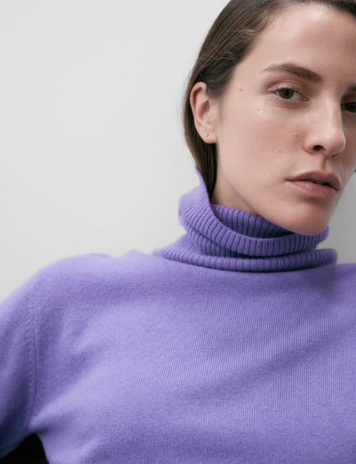Pure Cashmere Roll Neck Jumper