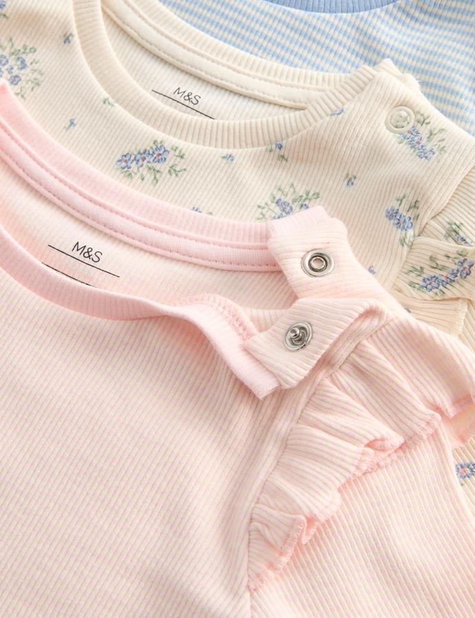 3 Pack Cotton Rich Ribbed Printed Tops (0-5 Yrs)