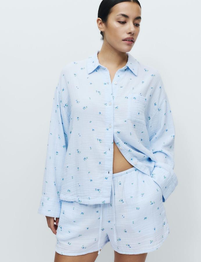 Pure Cotton Muslin Printed Pyjama Top