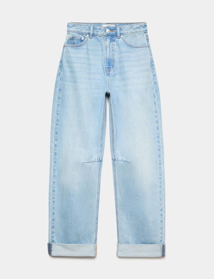 High Waisted Barrel Turn Up Jeans