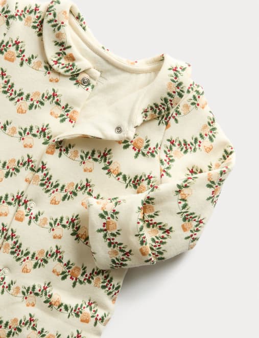 Pure Cotton Gingerbread Quilted Sleepsuit (0-12 Mths)