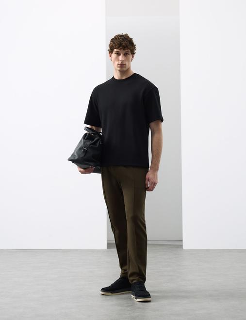 Cotton Rich Pintuck Straight Leg Joggers