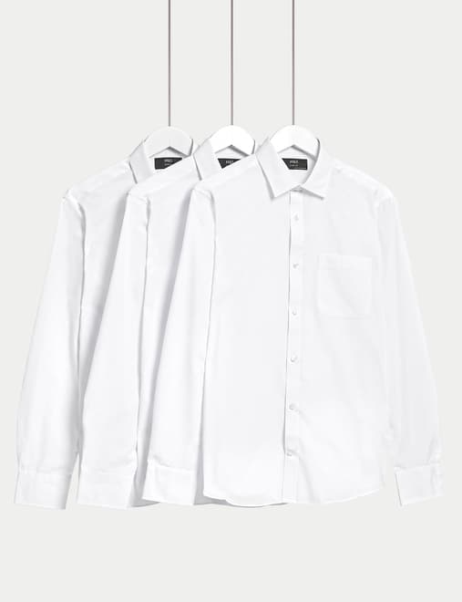 Shorter Length 3 Pack Slim Fit Easy Iron Long Sleeve Shirts