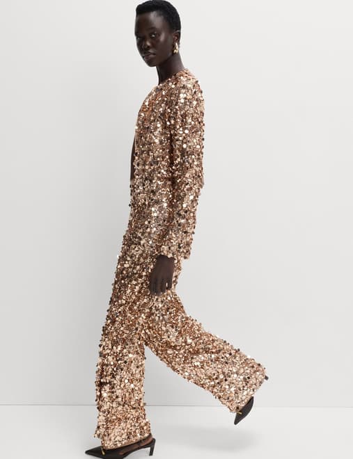 Sequin Wide Leg Trousers