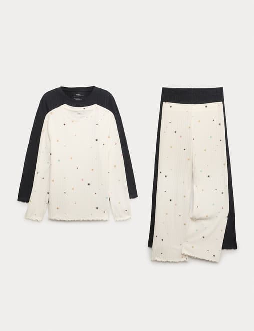 2pk Cosy Ribbed Celestial Pyjamas (1-16 Yrs)