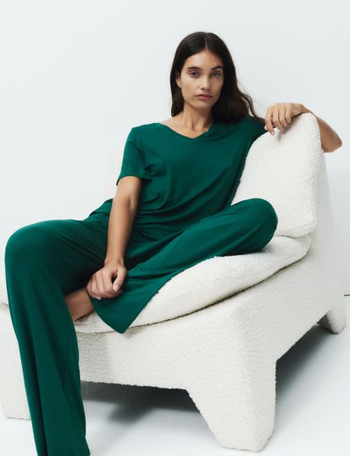 Viscose Lace Trim Pyjama Set