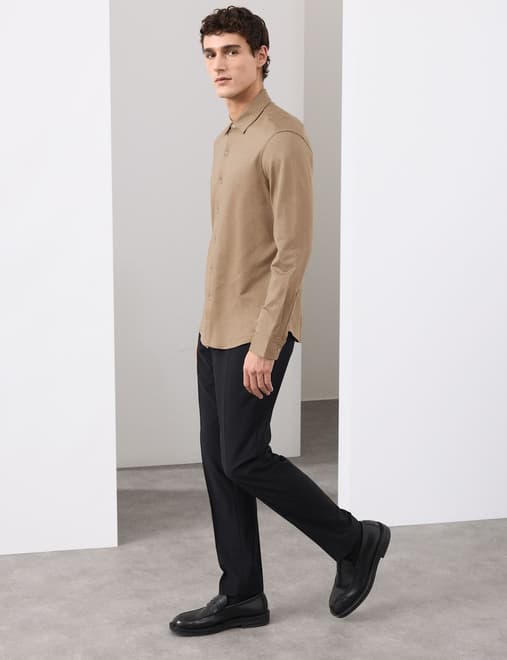 Slim Fit Easy Iron Pure Cotton Jersey Shirt