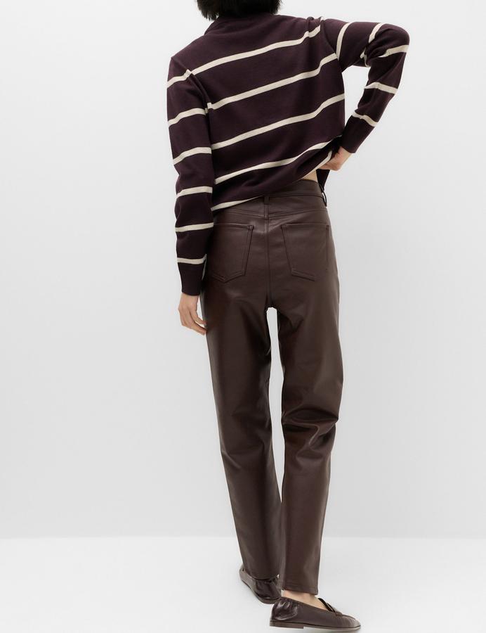 Faux Leather Straight Leg Trousers