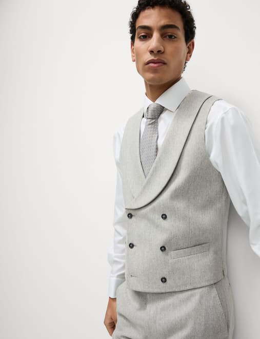 Wool Rich Tweed Double Breasted Waistcoat