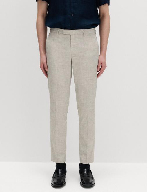 Relaxed Fit Textured Pleat Front Trousers
