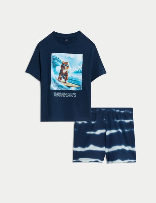 Pure Cotton Surf Cat Pyjamas (1-16 Yrs)