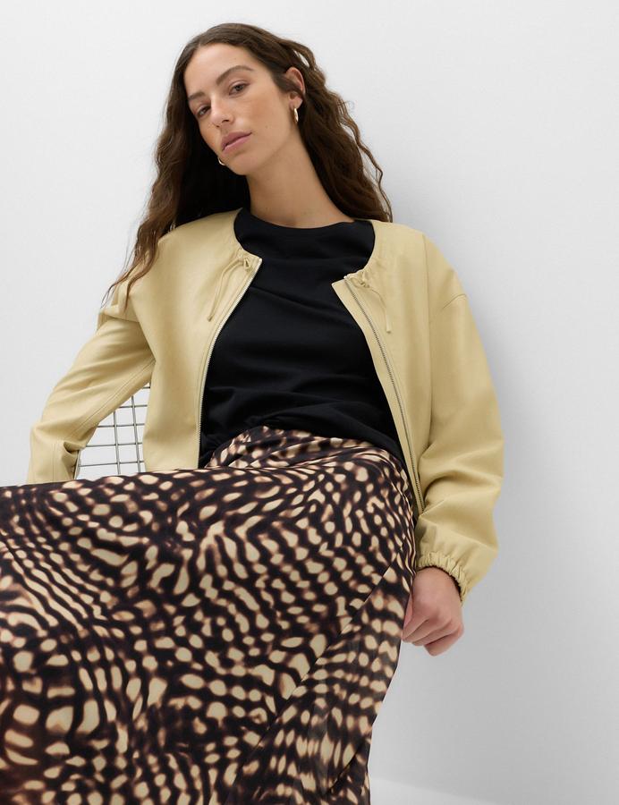 Mesh Animal Print Midi Asymmetric Skirt