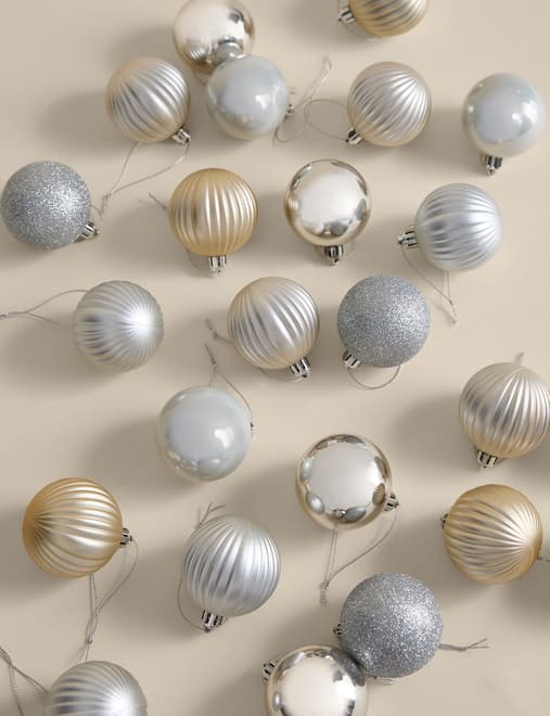 24pk Multicoloured Shatterproof Baubles