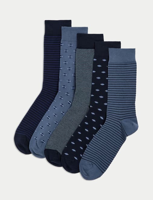 5 Pack Cool & Fresh™ Geo Cotton Rich Socks