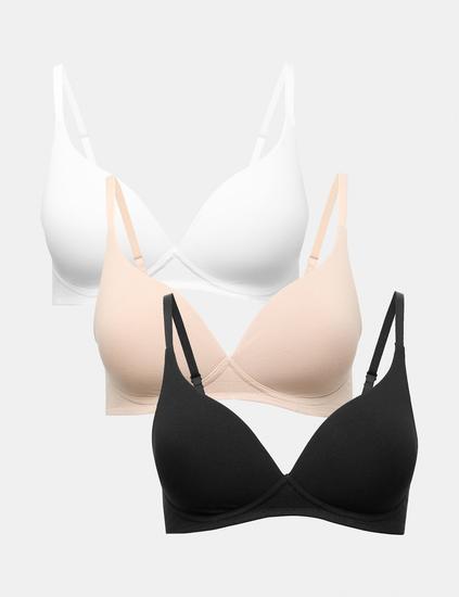 3pk Non Wired Plunge T-Shirt Bras A-E