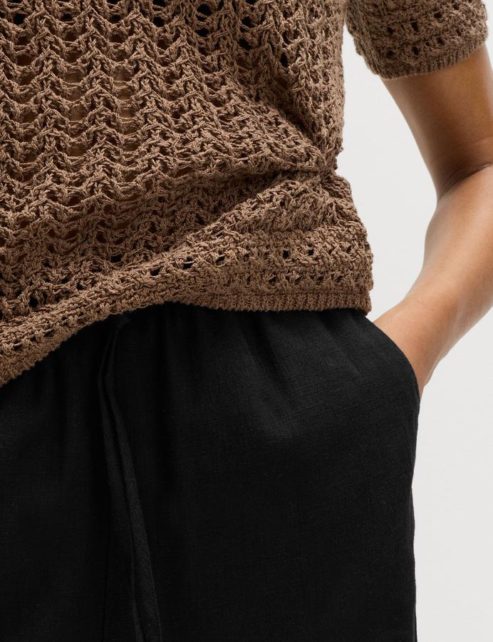 Pull On High Waisted Shorts with Linen