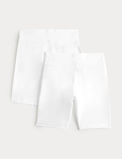 2 Pack Girls' Cotton Rich School Cycling Shorts (2-16 Yrs)