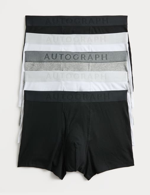 5 Pack Cotton Rich Ribbed Stretch Trunks