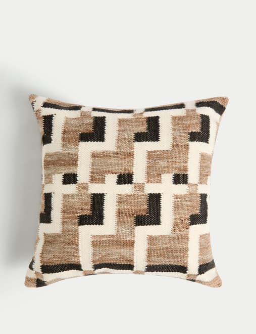 Wool Blend Geometric Cushion