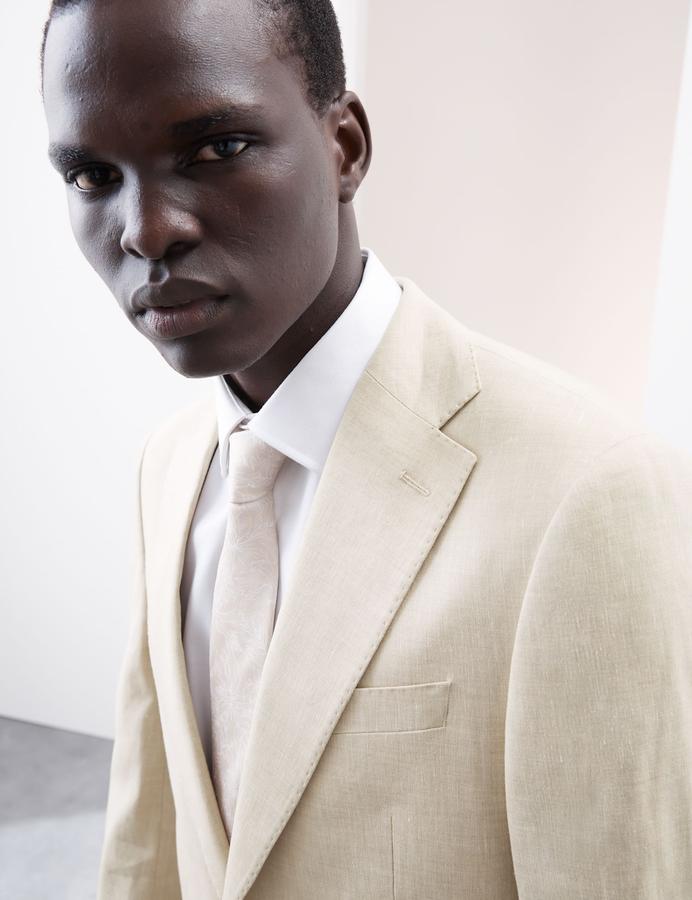 Tailored Fit Italian Performance Linen Blend Suit Jacket