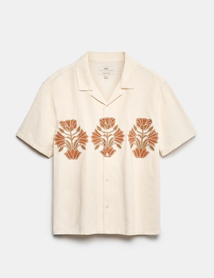 Cotton Rich Embroidered Short Sleeve Shirt