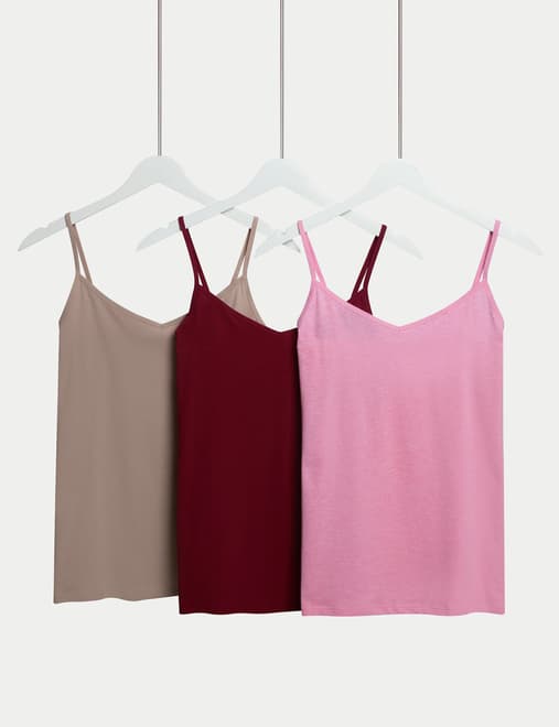 3pk Cotton Rich Strappy Vests