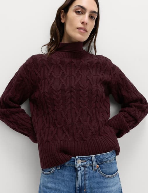 Wool Blend Textured Crew Neck Jumper