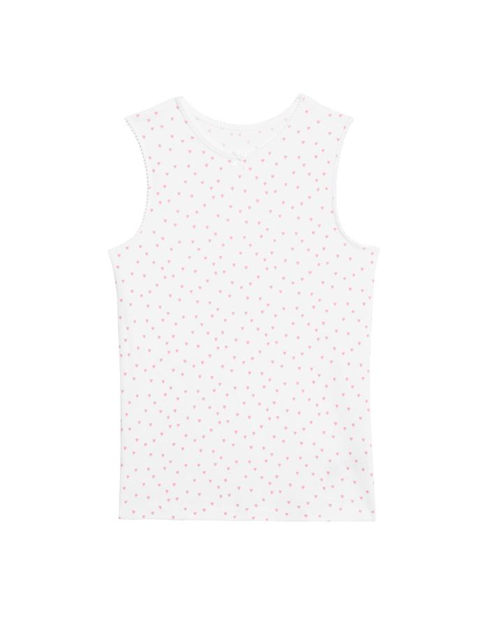 5 Pack Pure Cotton Heart Print Vests (2-14 Yrs)