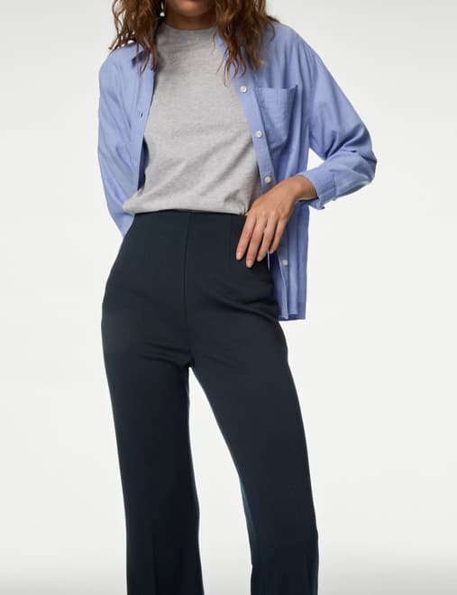 Jersey Elasticated Waist Flared Trousers