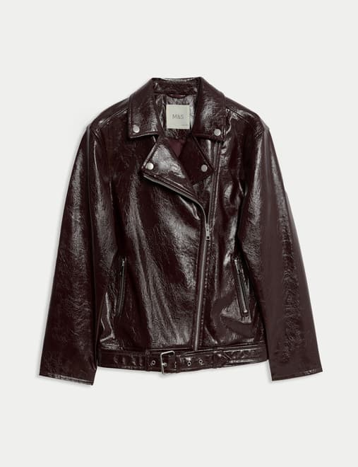 Gloss Faux Leather Biker Jacket (6-16 Yrs)