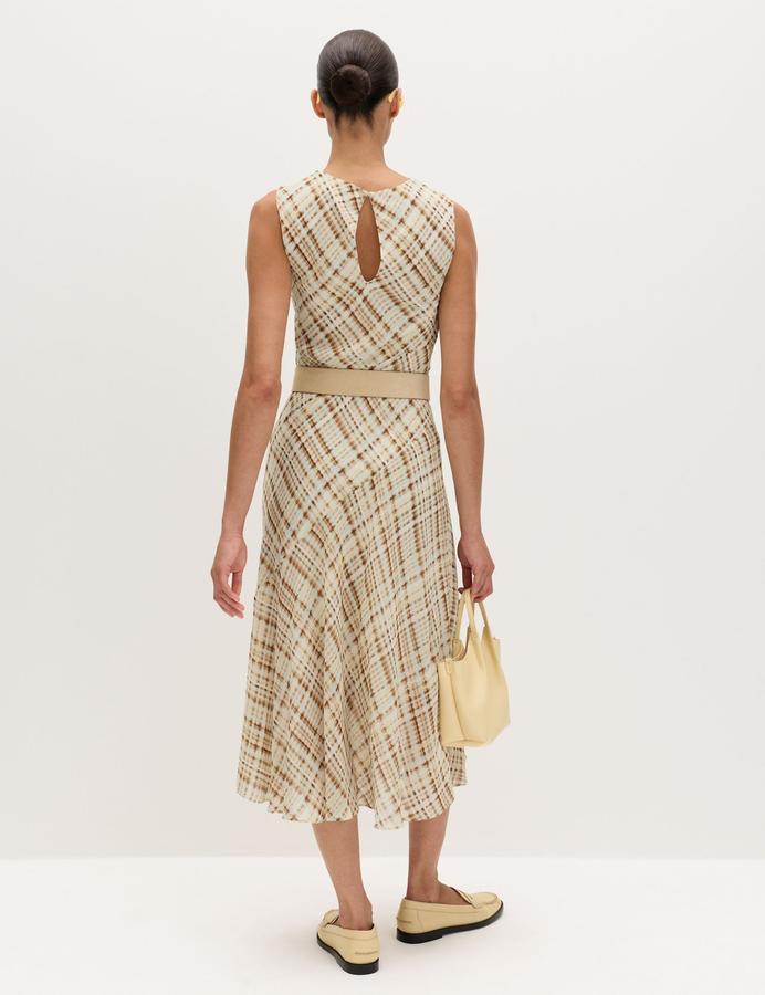 Checked Cowl Neck Midi Slip Dress