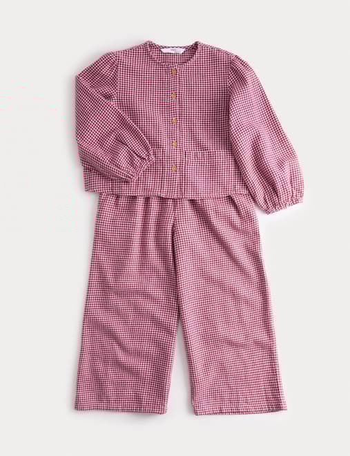 2pc Pure Cotton Checked Top & Bottom Outfit (2-8 Yrs)