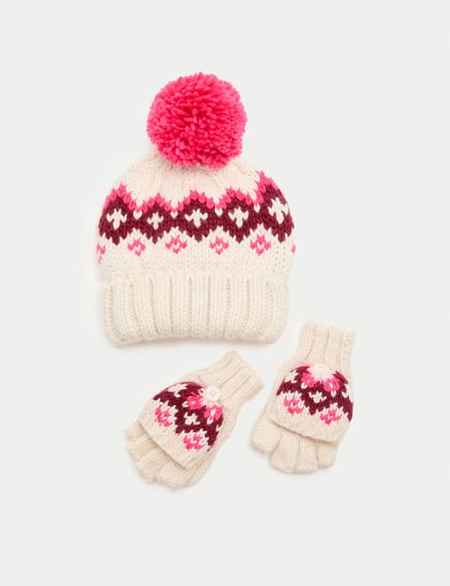 2pc Patterned Hat and Glove Set (3-13 Yrs)