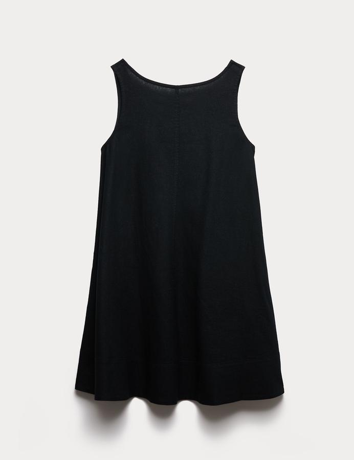 Linen Rich Scoop Neck Mini Swing Dress