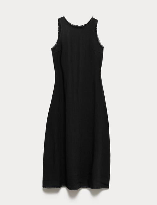 Round Neck Fringed Midi Column Dress